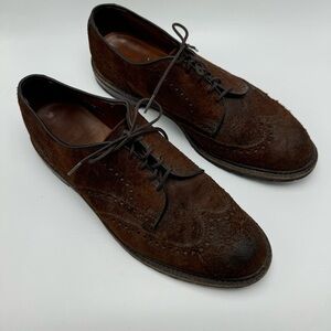 Allen Edmonds Big Sur Brown Suede Oxford Lace Up Dress Shoe Size 10.5 D Wing Tip